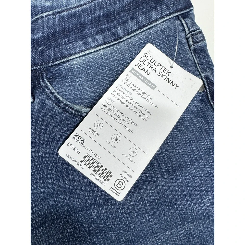 Athleta Sculptek Ultra Skinny Jean-True Blue-Plus Size 20X NWT